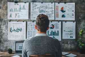 Mann prüft Finanzdaten